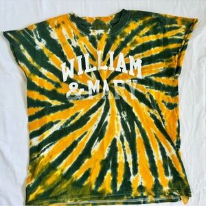 Vintage Women’s William & Mary Baby Tee in Green/Gold Tie Dye Sz S